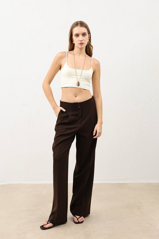 Antioch Pens Women's Wide-Leg Pants with Detailed Design