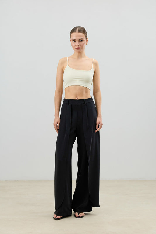 Antioch Women's Pants with Double Pleats and Side Zipper