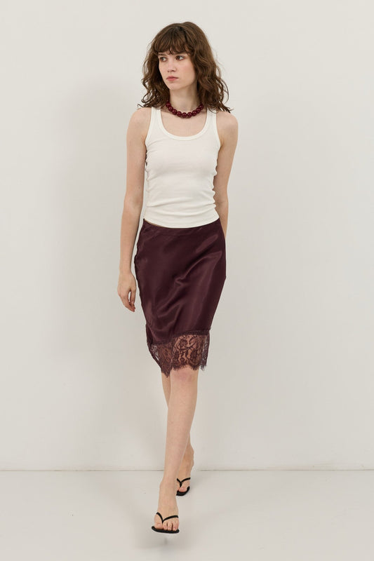Antioch Satin Skirt with Lace Details