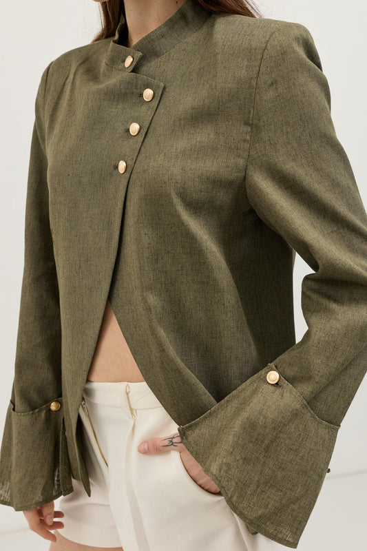 Women's Blazer Jacket with Linen Blend