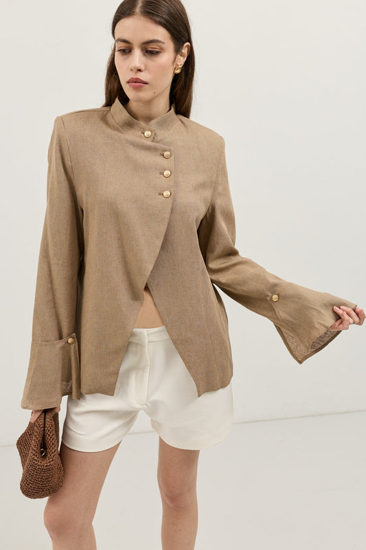Women's Blazer Jacket with Linen Blend