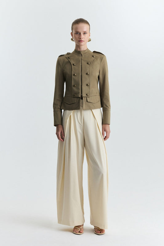 Jacket with Decorative Buttons and Epaulets