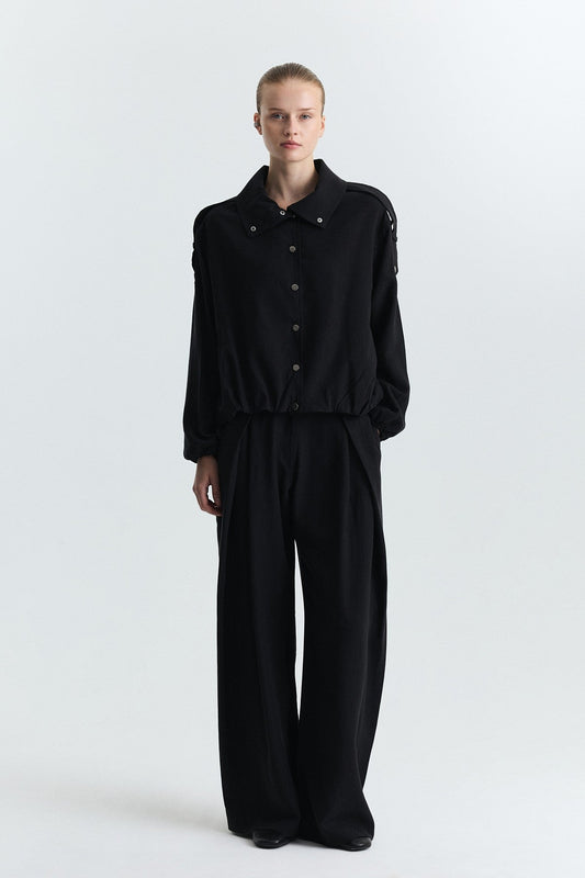Lyocell-Blend Stand-Up Collar Jacket