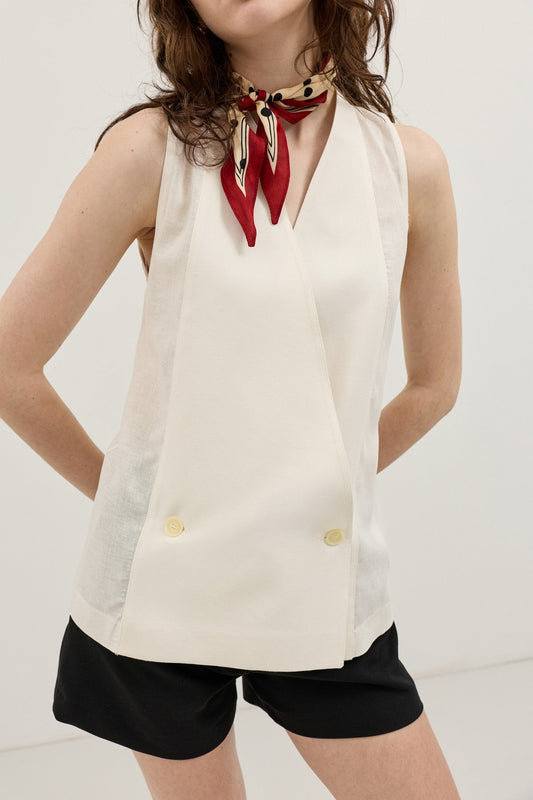 Women's Linen-Blend Wrap-Style Vest