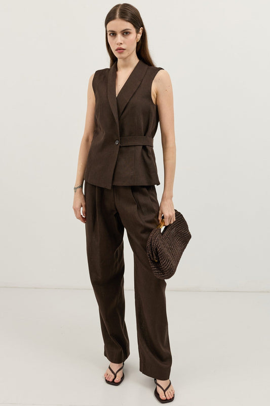 Antioch Linen-Blend Cross-Over Women's Vest