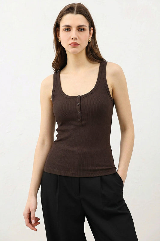 Antioch Women's T-Shirt with Button Detail