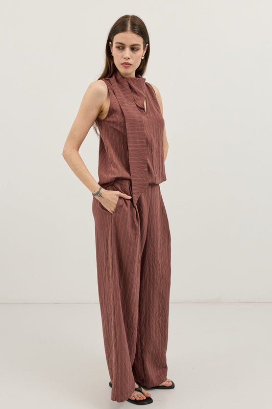 Women's Striped Set with Shawl Collar