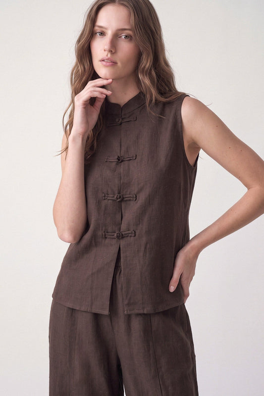 Linen-Blend Embellished Button Set