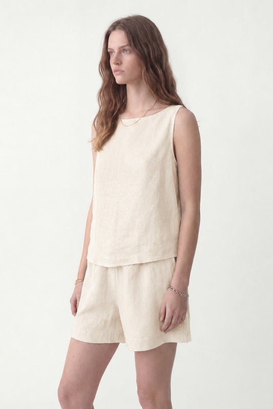 100% Linen Shorts Set
