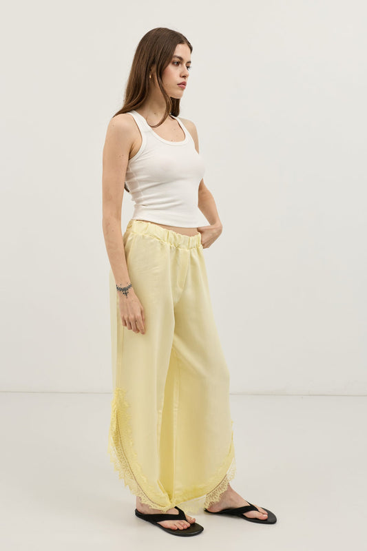 Women's Pants with Lace-Trimmed Cuffs