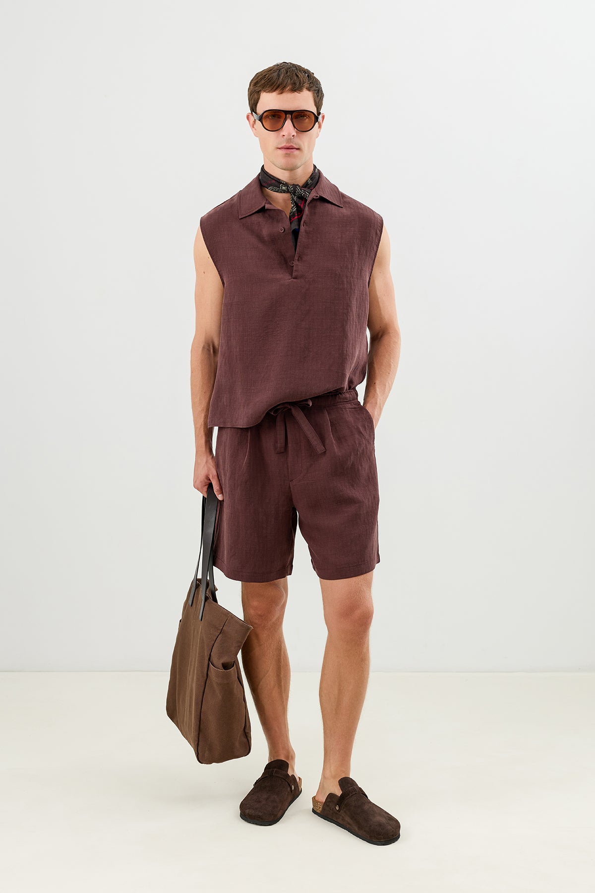 Men's Tie-Waist Shorts with Lyocell Blend