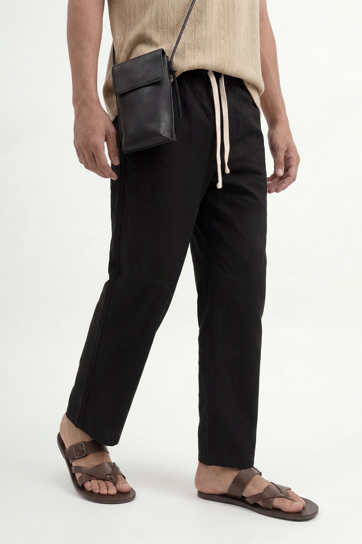 Linen-Look Waistbanded Pants