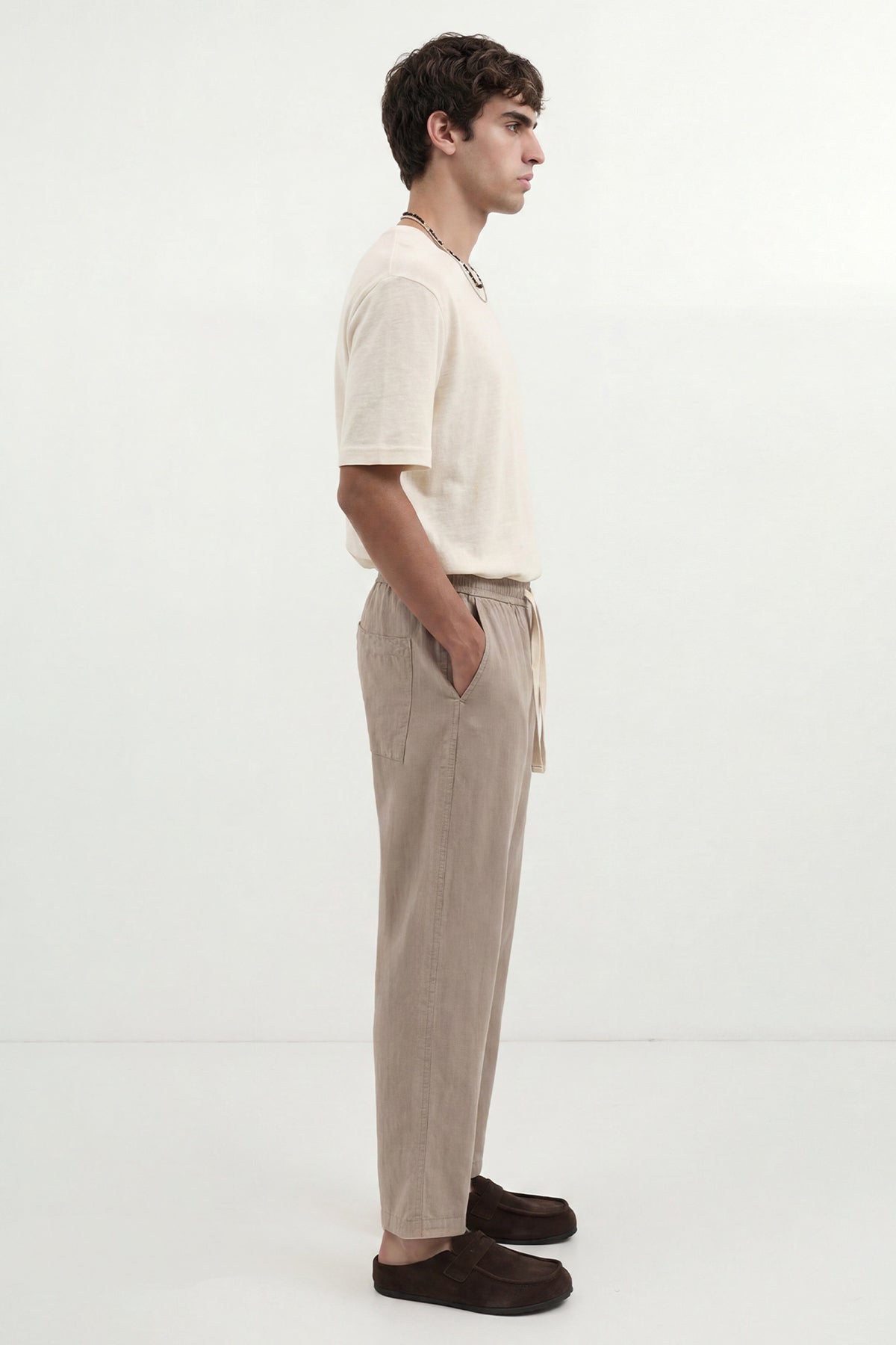 Linen-Look Waistbanded Pants