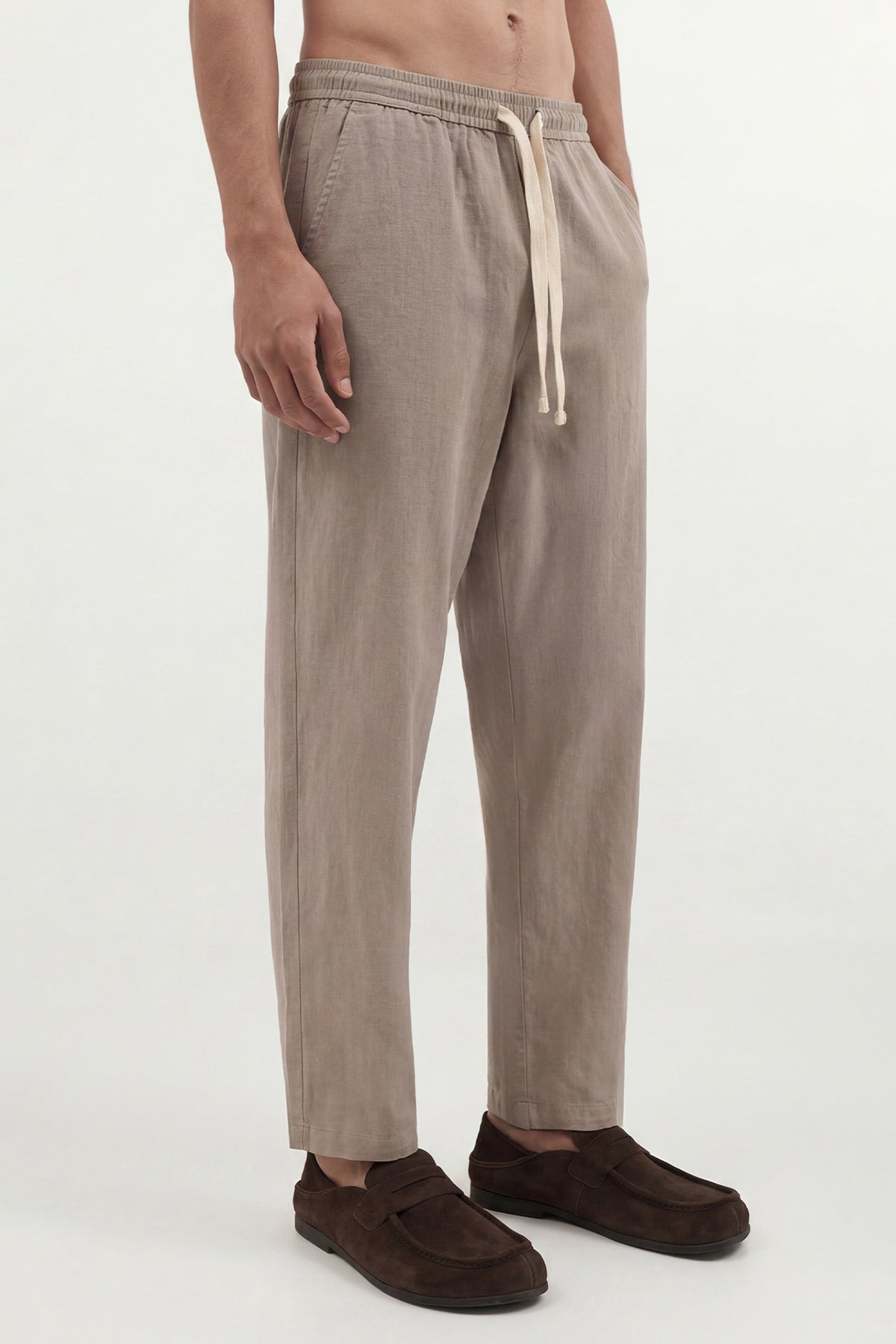 Linen-Look Waistbanded Pants