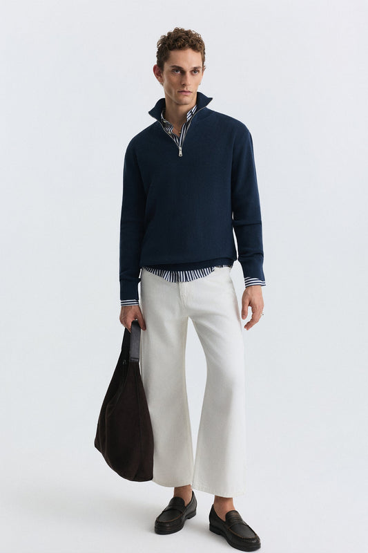Men's Knit Sweater with a Zipper