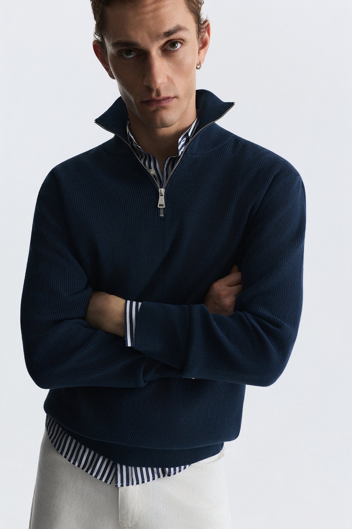 Men's Knit Sweater with a Zipper