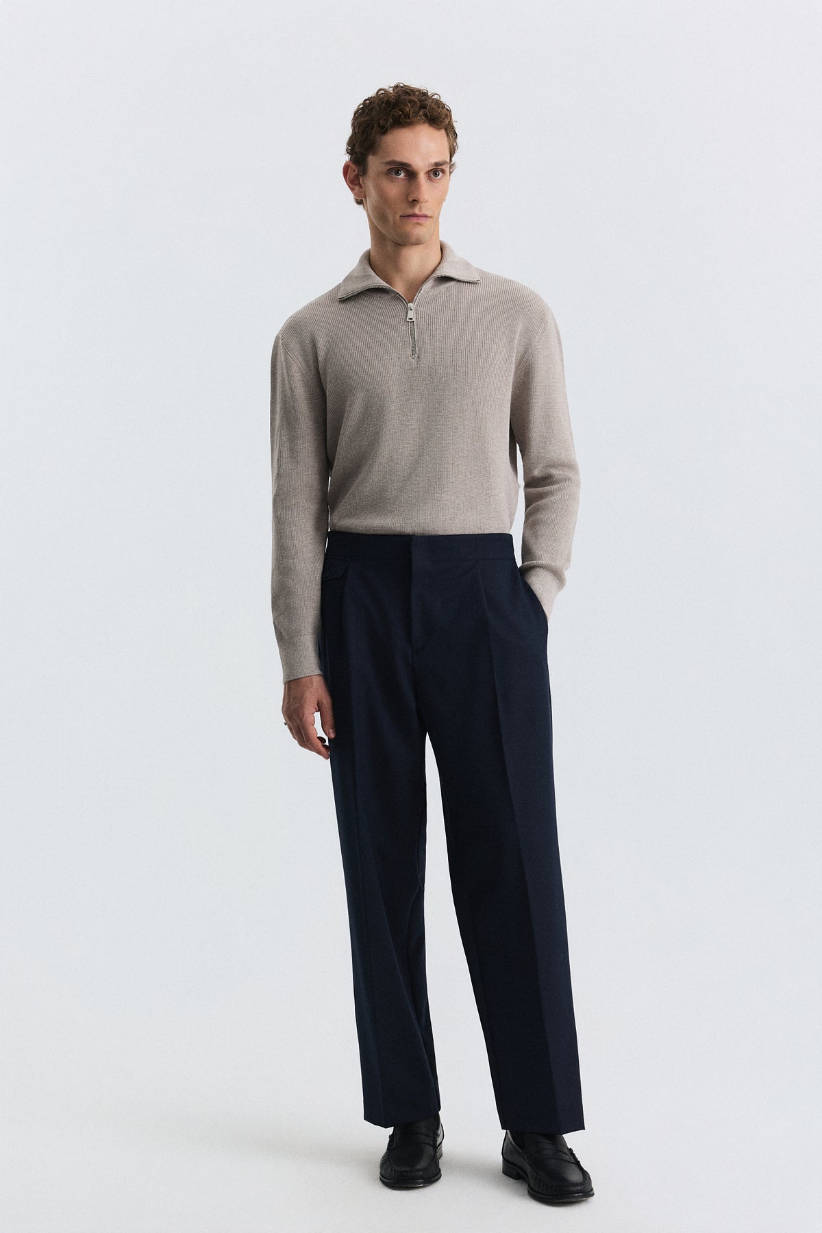 Men's Knit Sweater with a Zipper