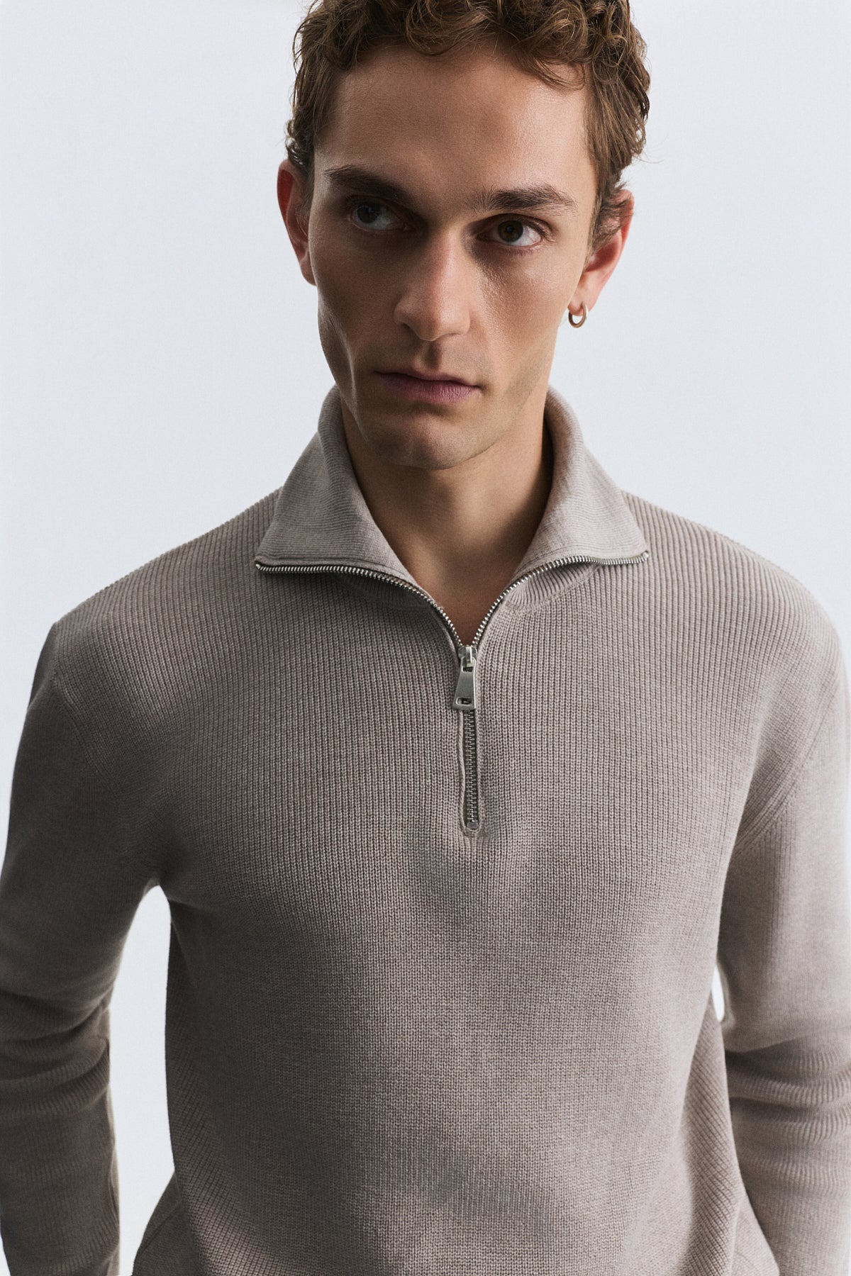Men's Knit Sweater with a Zipper