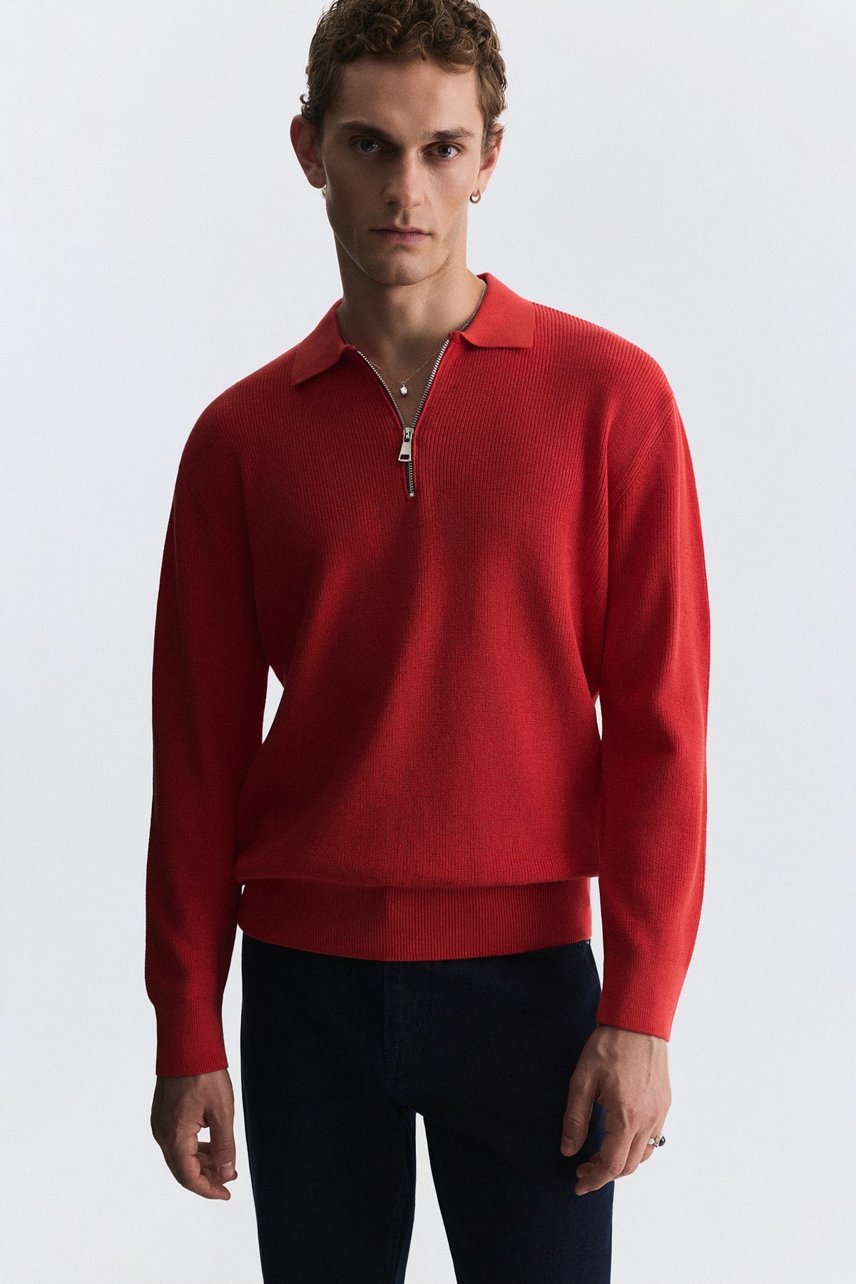 Men's Knit Sweater with a Zipper