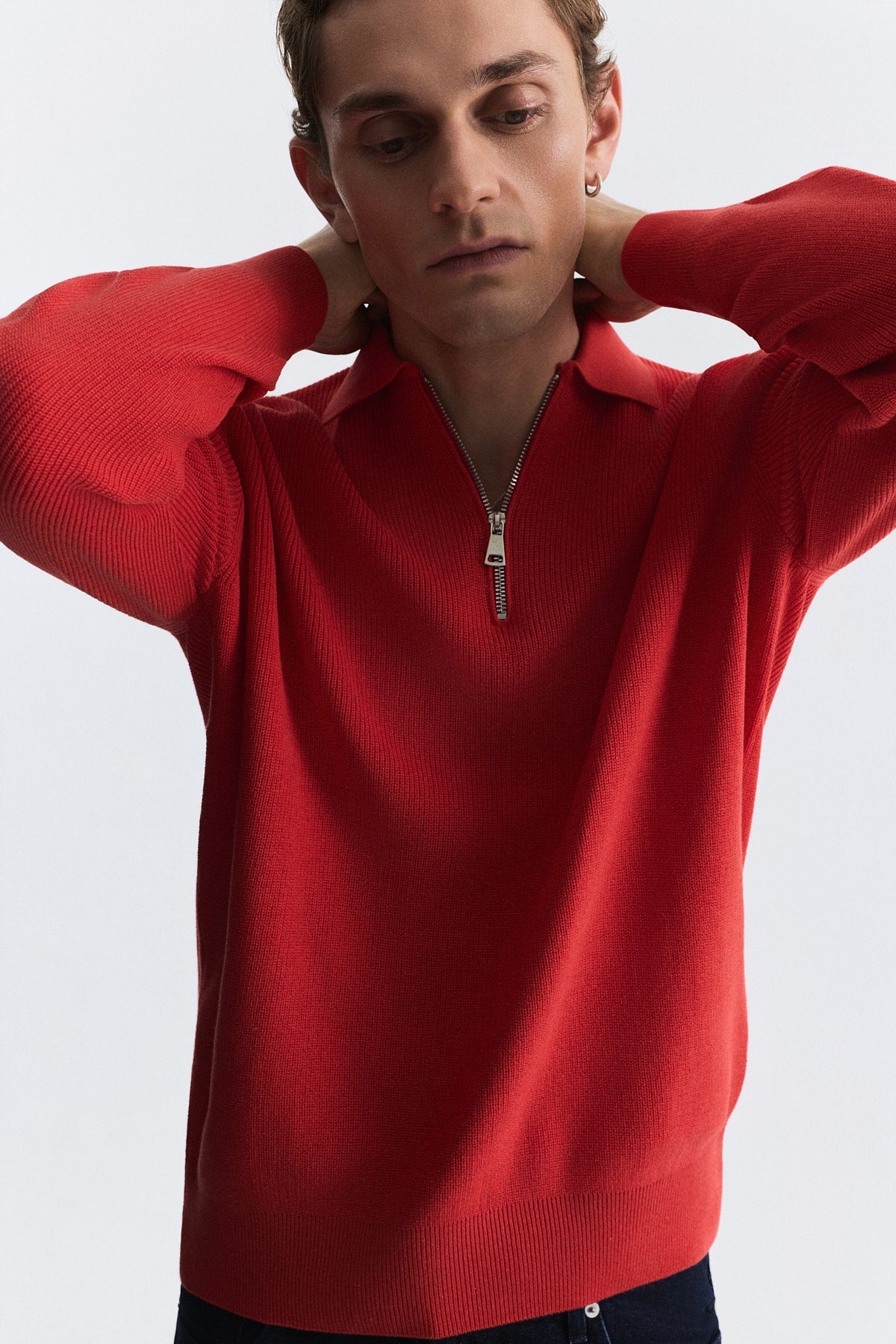 Men's Knit Sweater with a Zipper