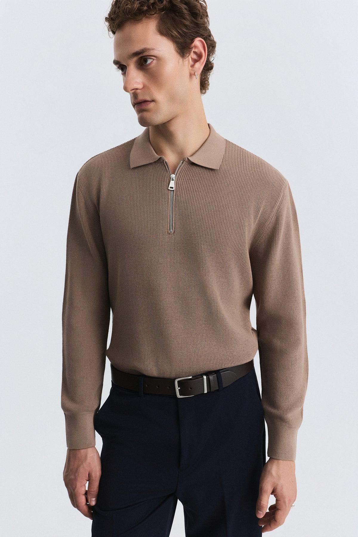 Men's Knit Sweater with a Zipper