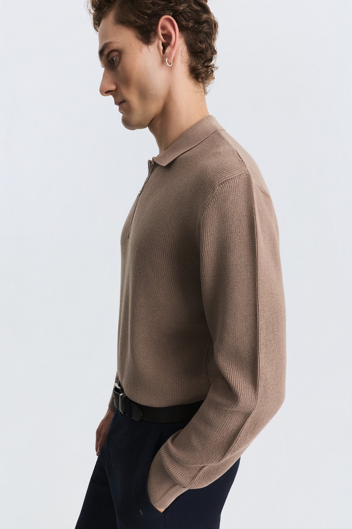 Men's Knit Sweater with a Zipper