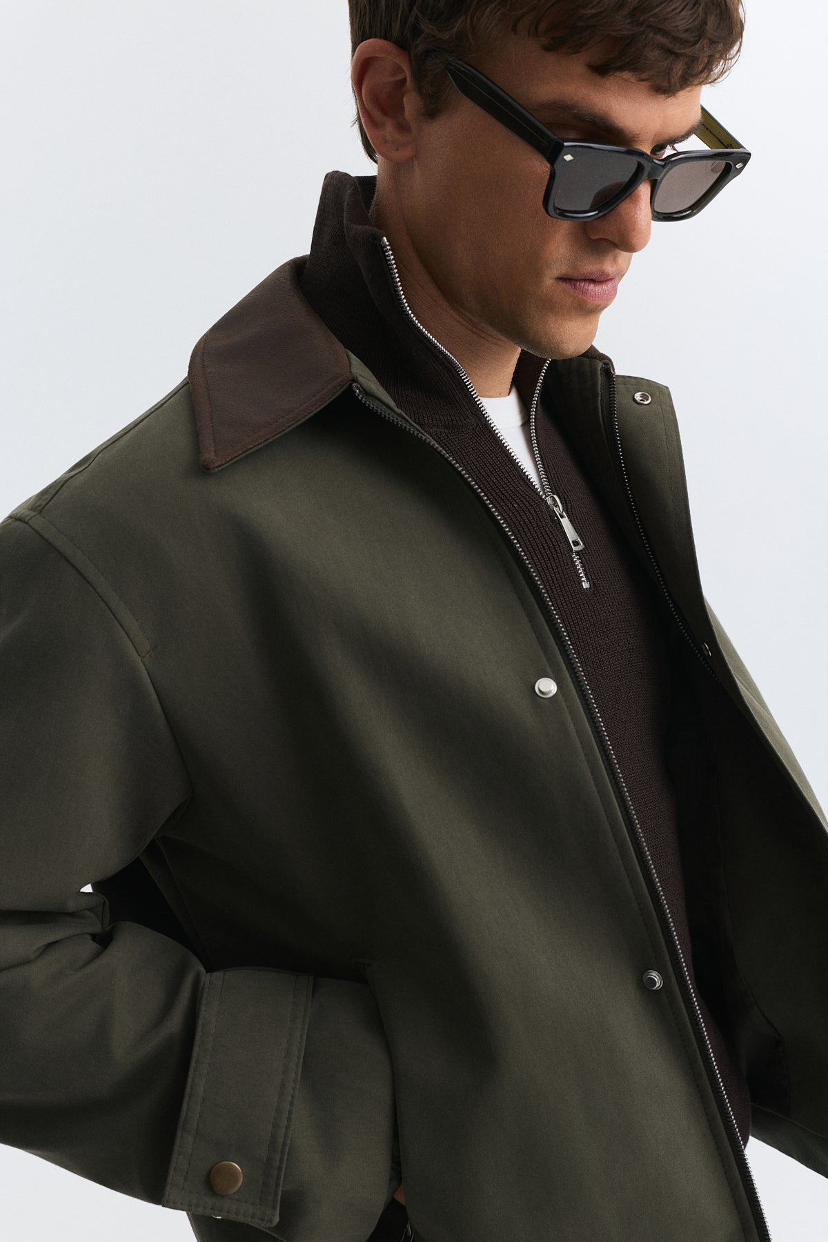 Men's Technical Jacket with Contrast Collar
