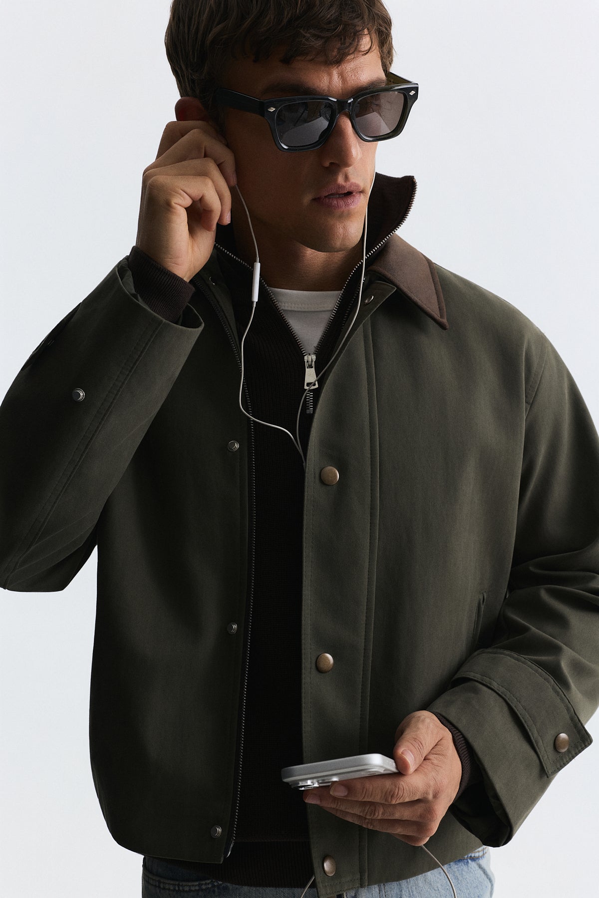 Men's Technical Jacket with Contrast Collar