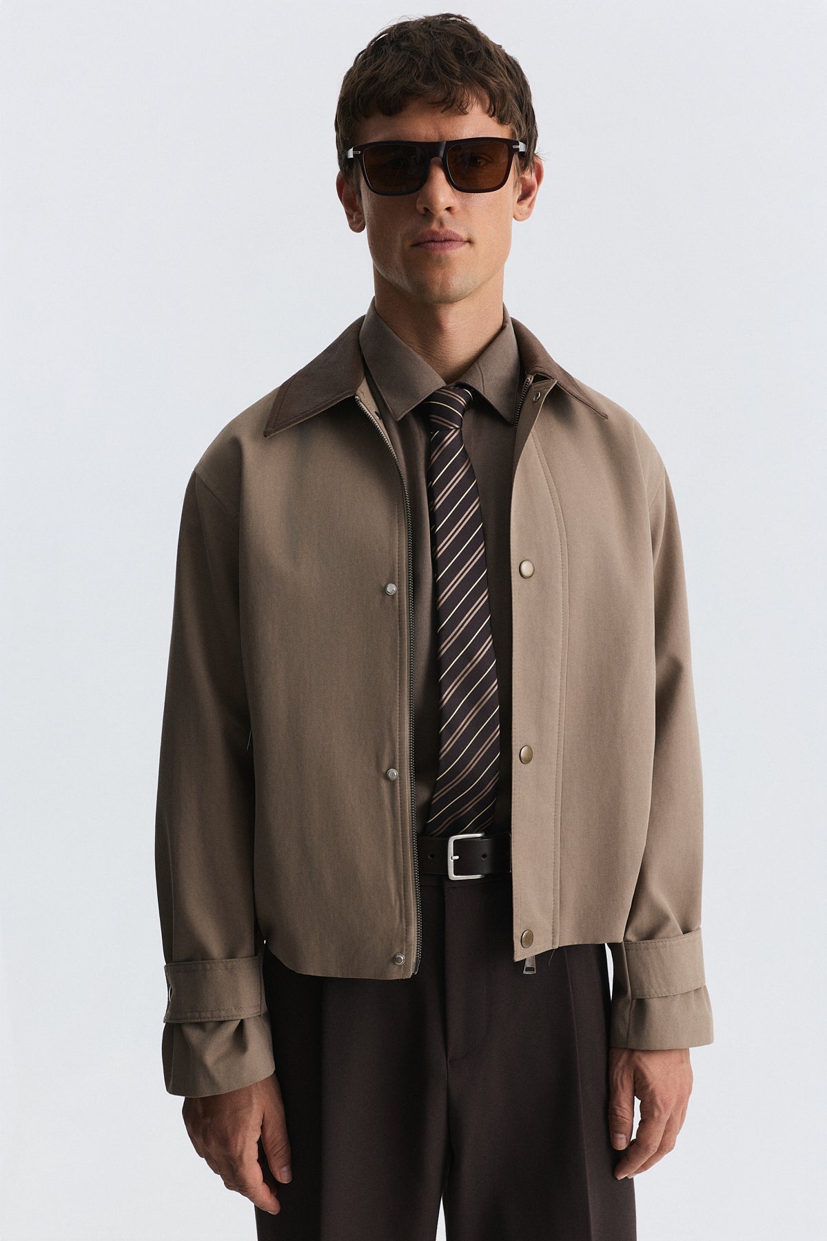 Men's Technical Jacket with Contrast Collar