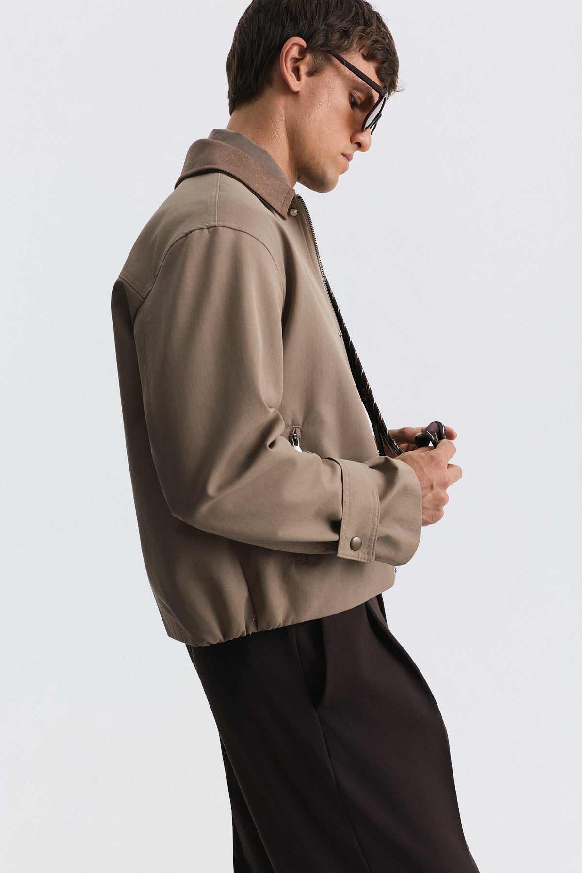Men's Technical Jacket with Contrast Collar