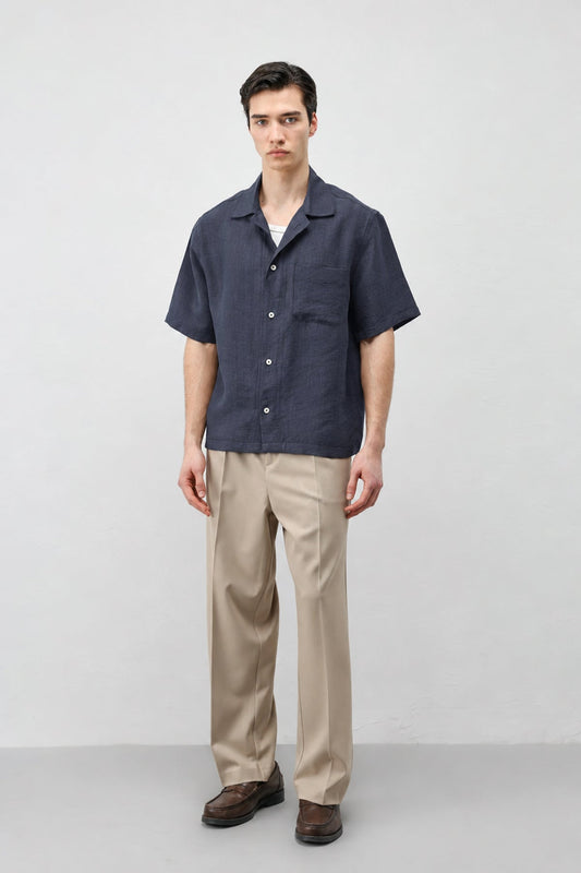 Men's Short-Sleeve Shirt with Lyocell Blend
