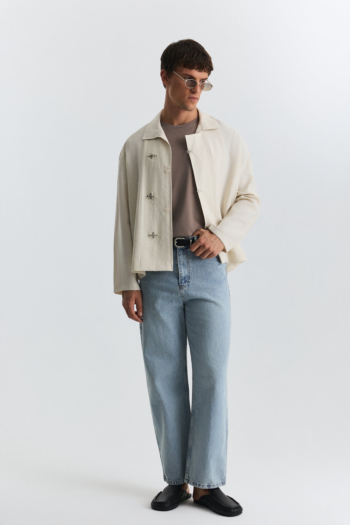 Shirt with Decorative Metal Buttons