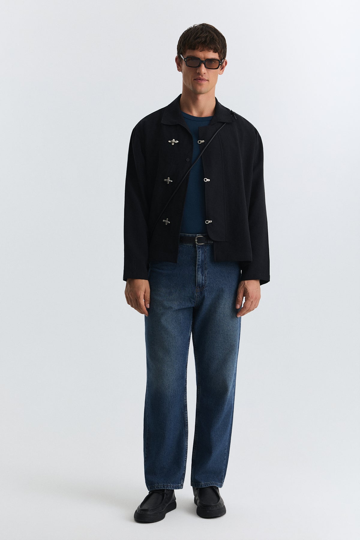 Shirt with Decorative Metal Buttons