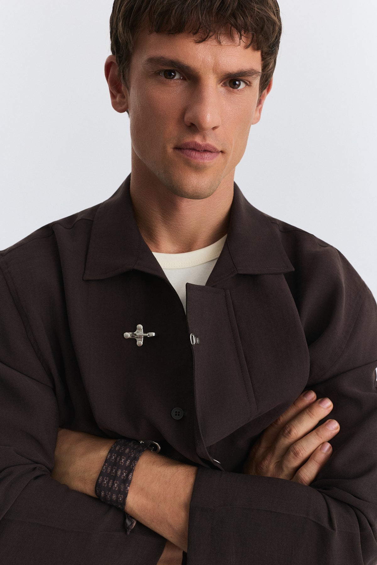 Shirt with Decorative Metal Buttons
