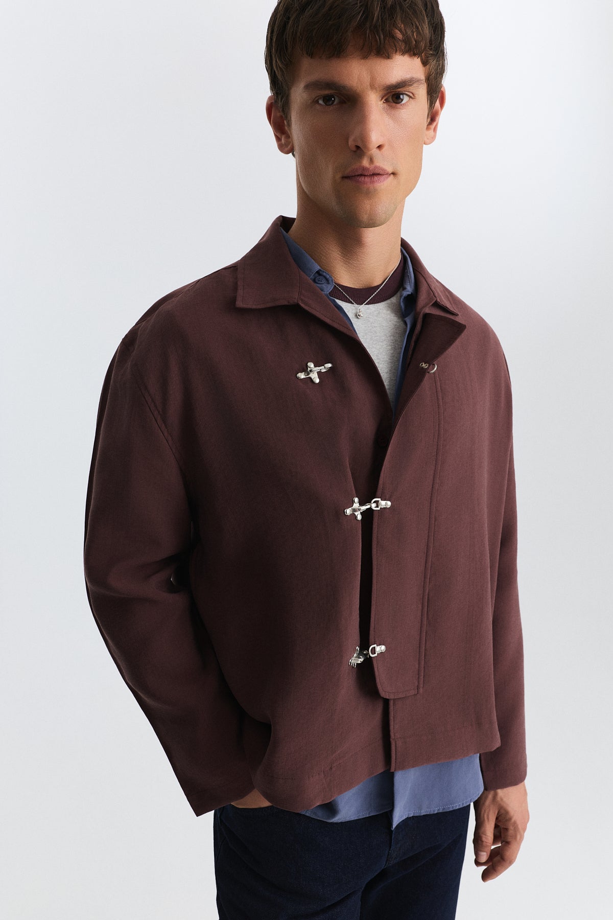 Shirt with Decorative Metal Buttons