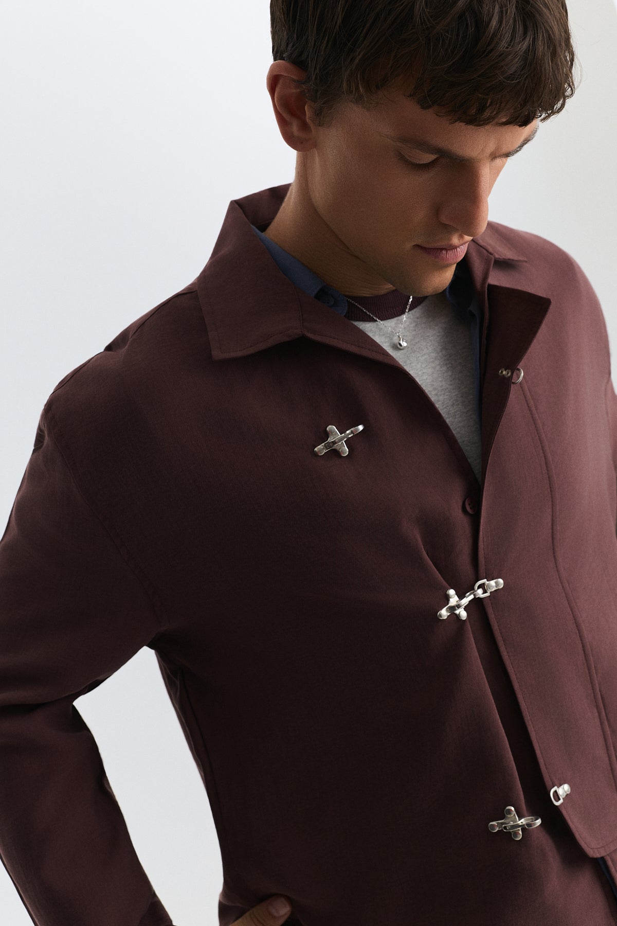 Shirt with Decorative Metal Buttons