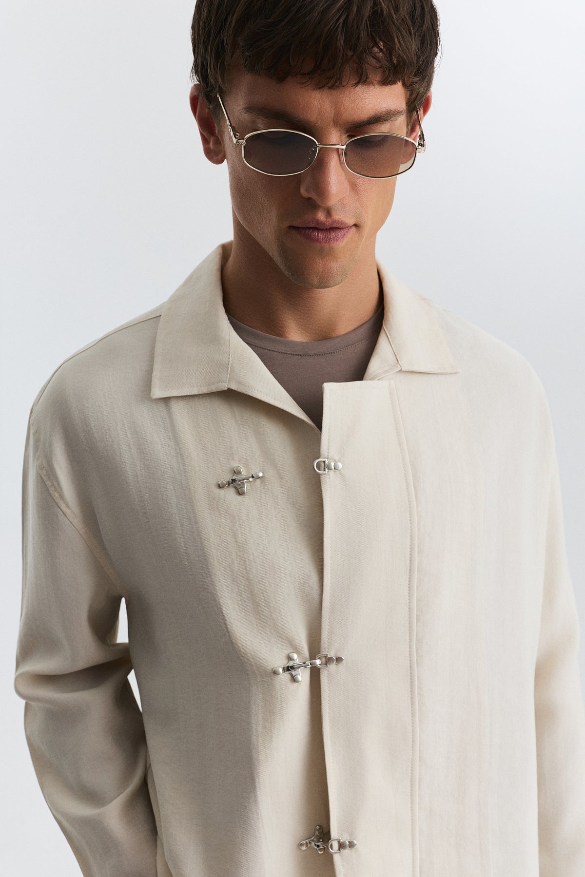 Shirt with Decorative Metal Buttons