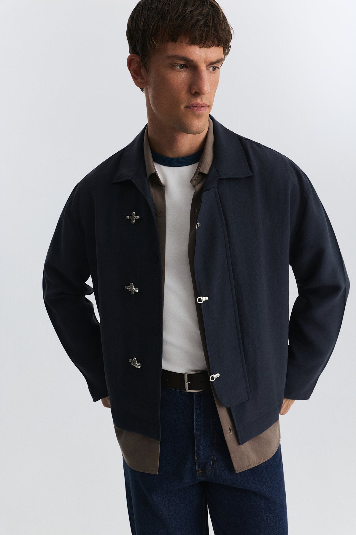 Shirt with Decorative Metal Buttons