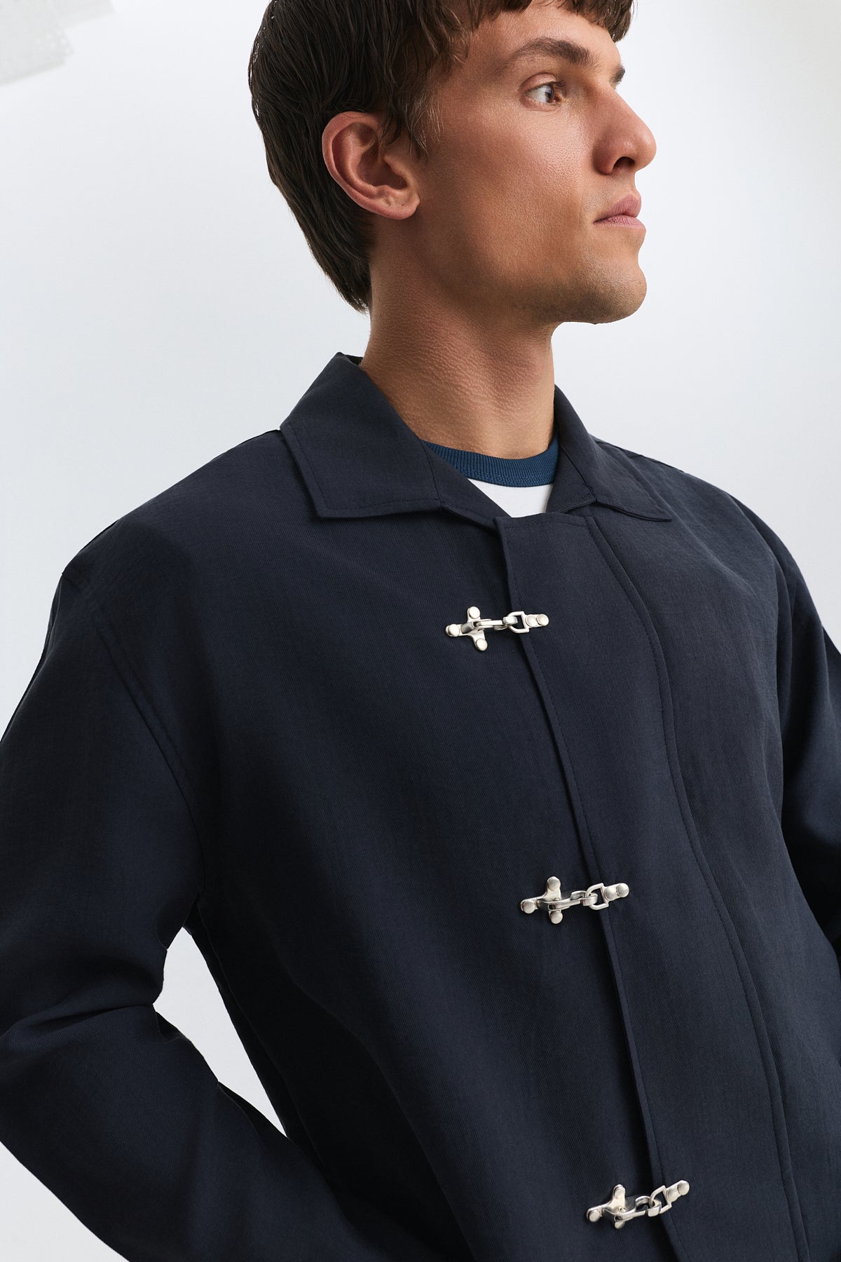 Shirt with Decorative Metal Buttons
