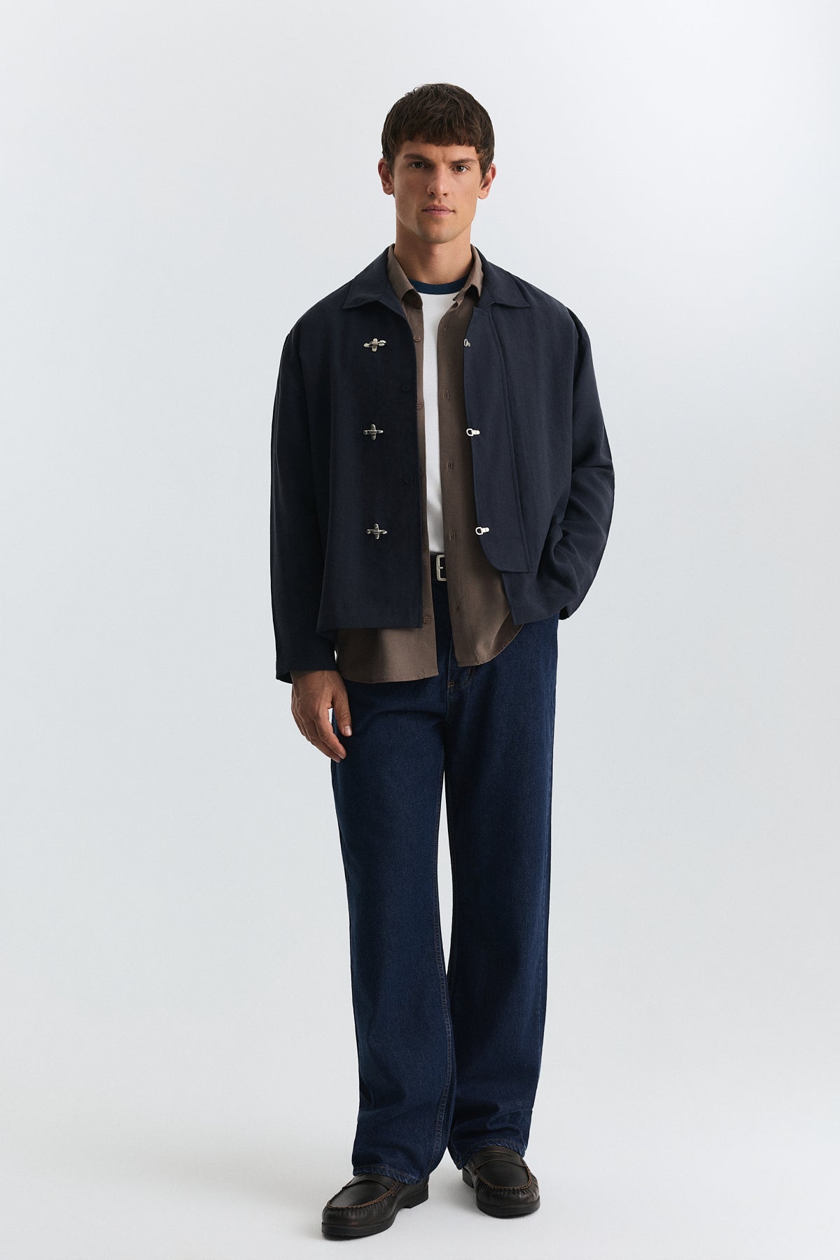 Shirt with Decorative Metal Buttons