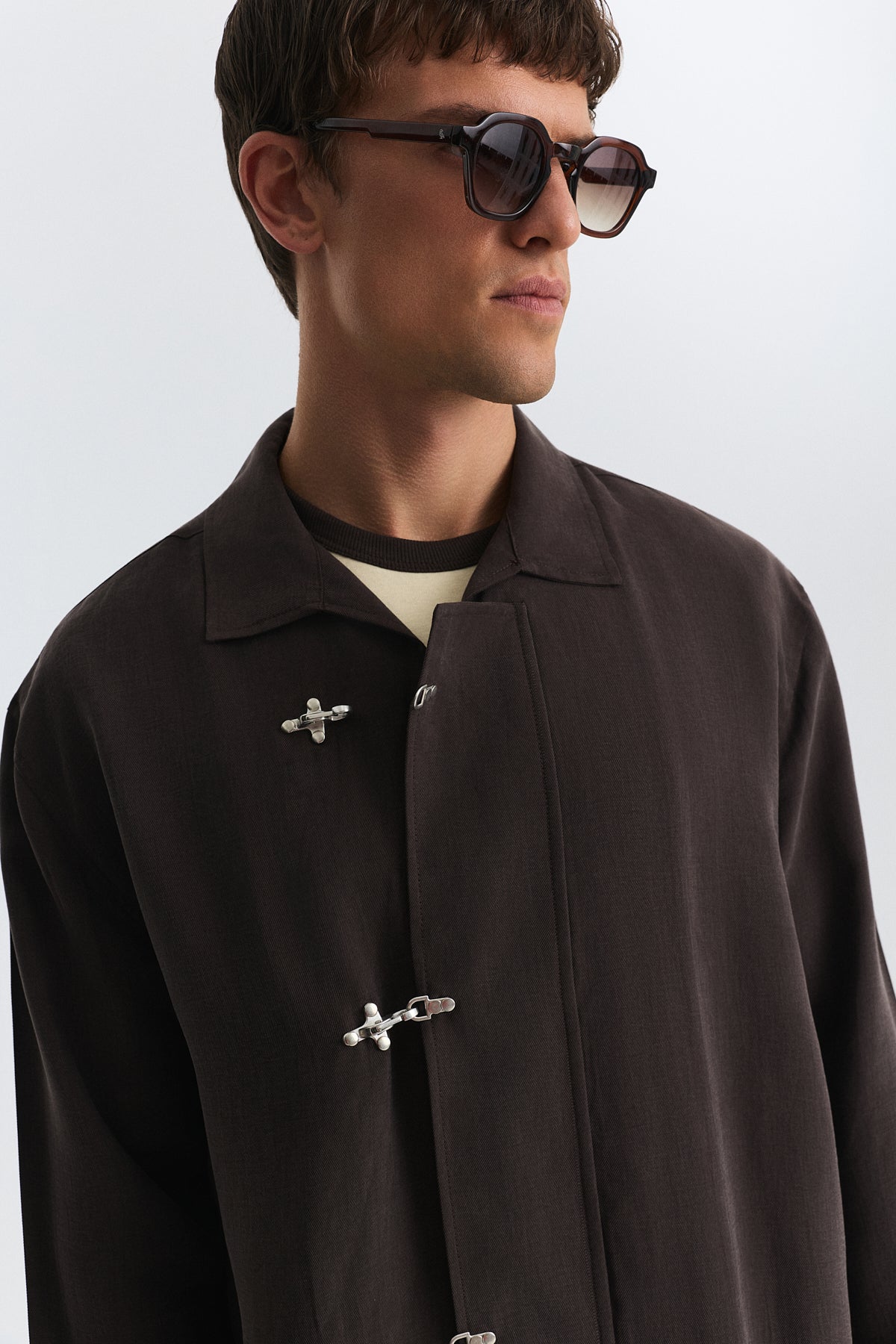 Shirt with Decorative Metal Buttons