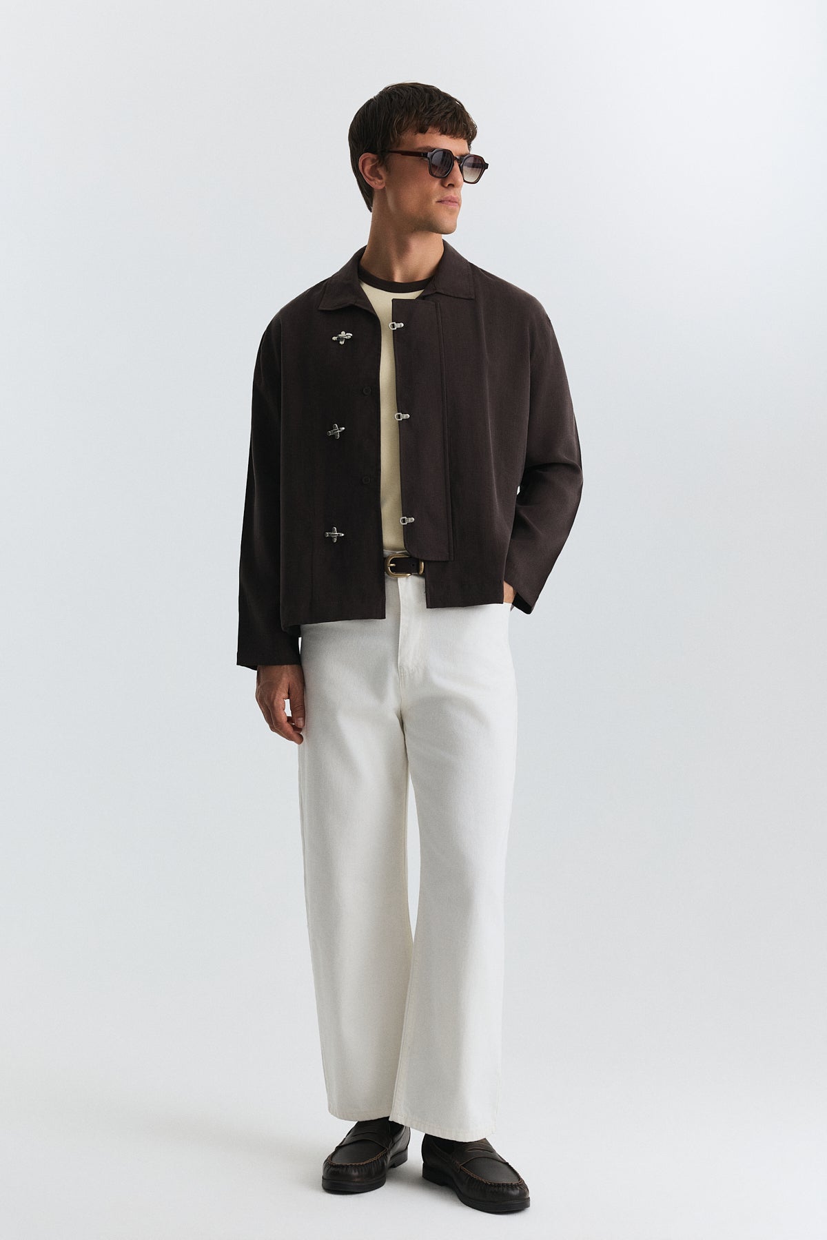 Shirt with Decorative Metal Buttons