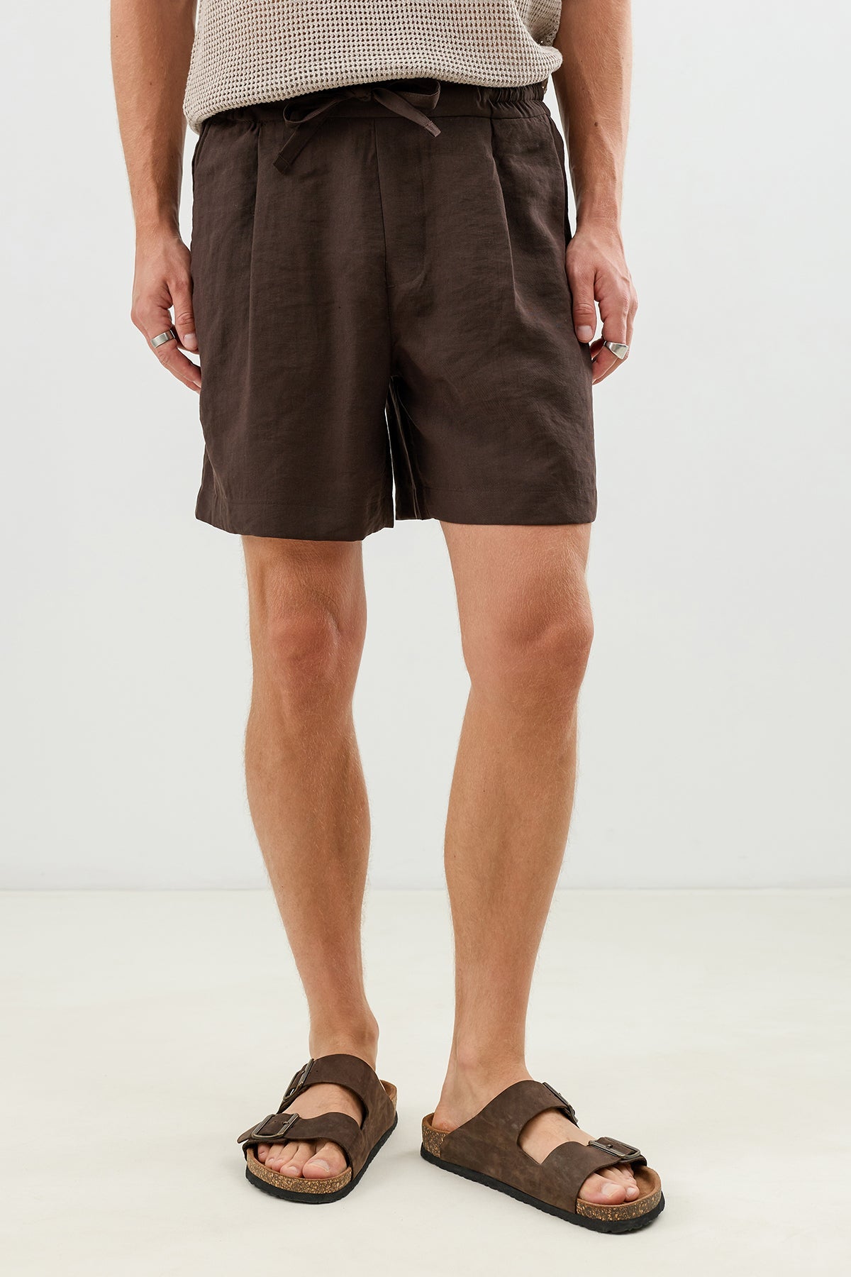 Pleated Shorts with Lyocell Blend