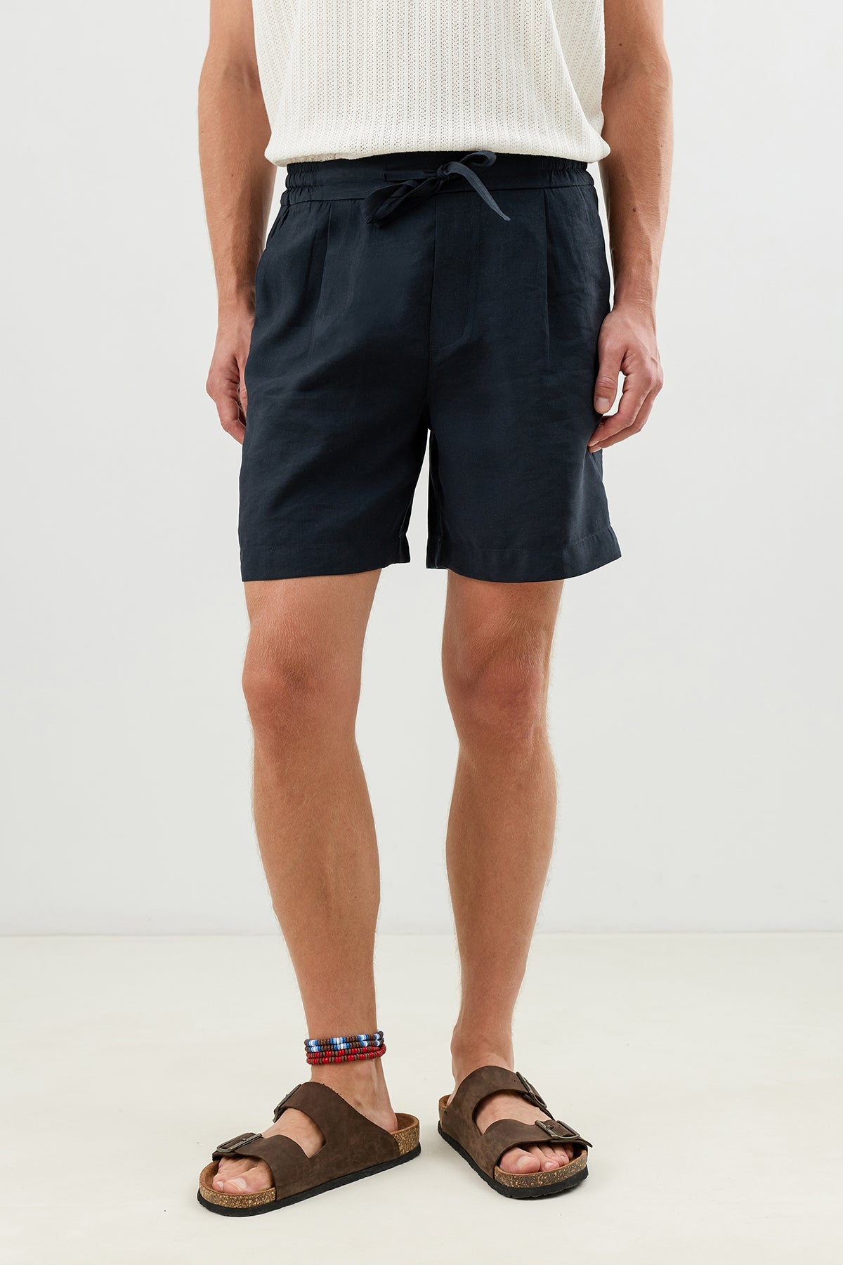 Pleated Shorts with Lyocell Blend