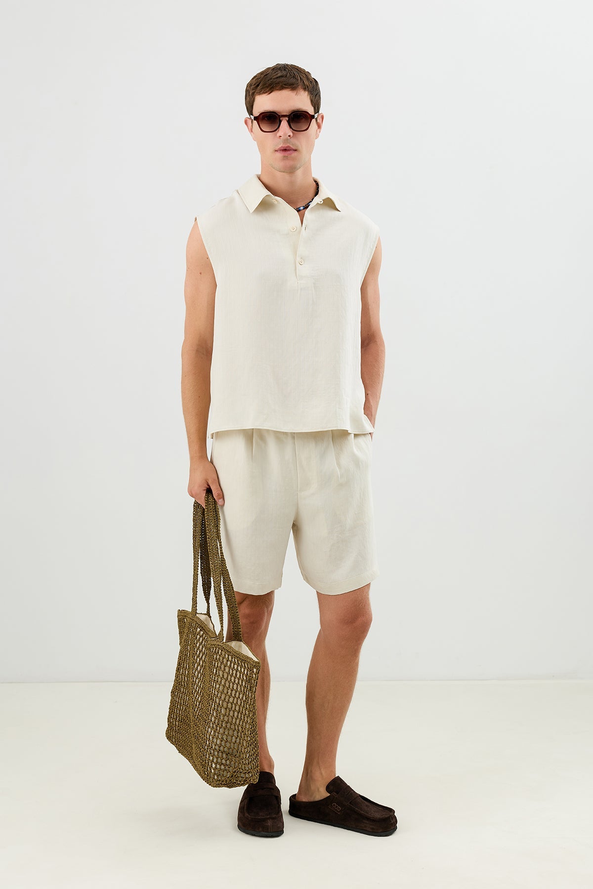 Men's Tie-Waist Shorts with Lyocell Blend