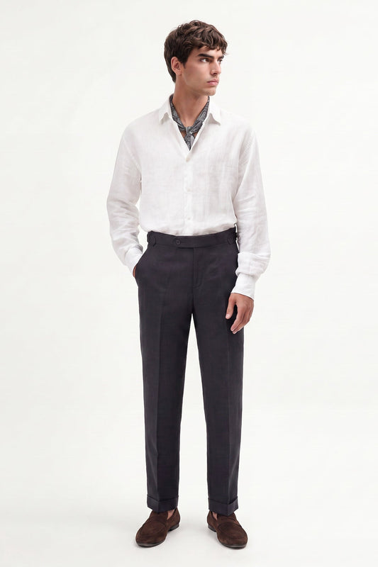 100% Linen Pants with Bow Detail