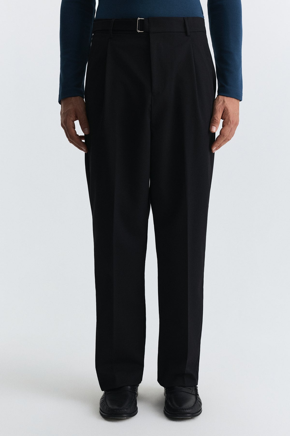 Arched-Waist Pleated Pants