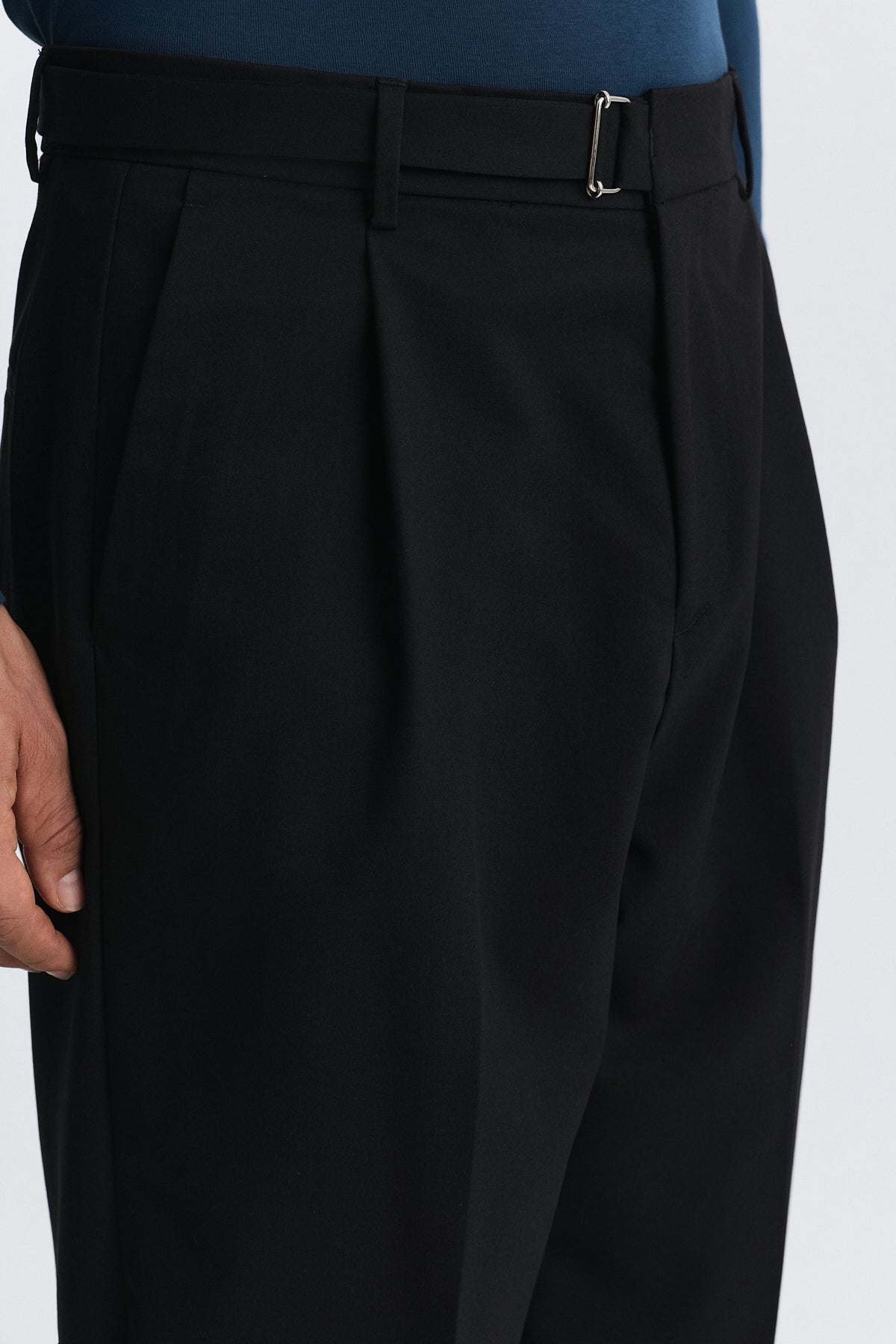 Arched-Waist Pleated Pants