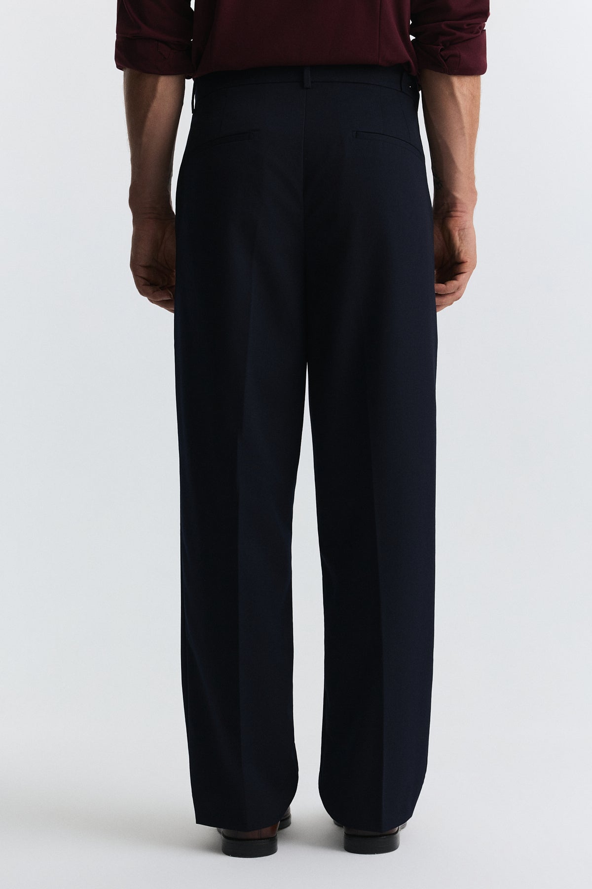 Arched-Waist Pleated Pants