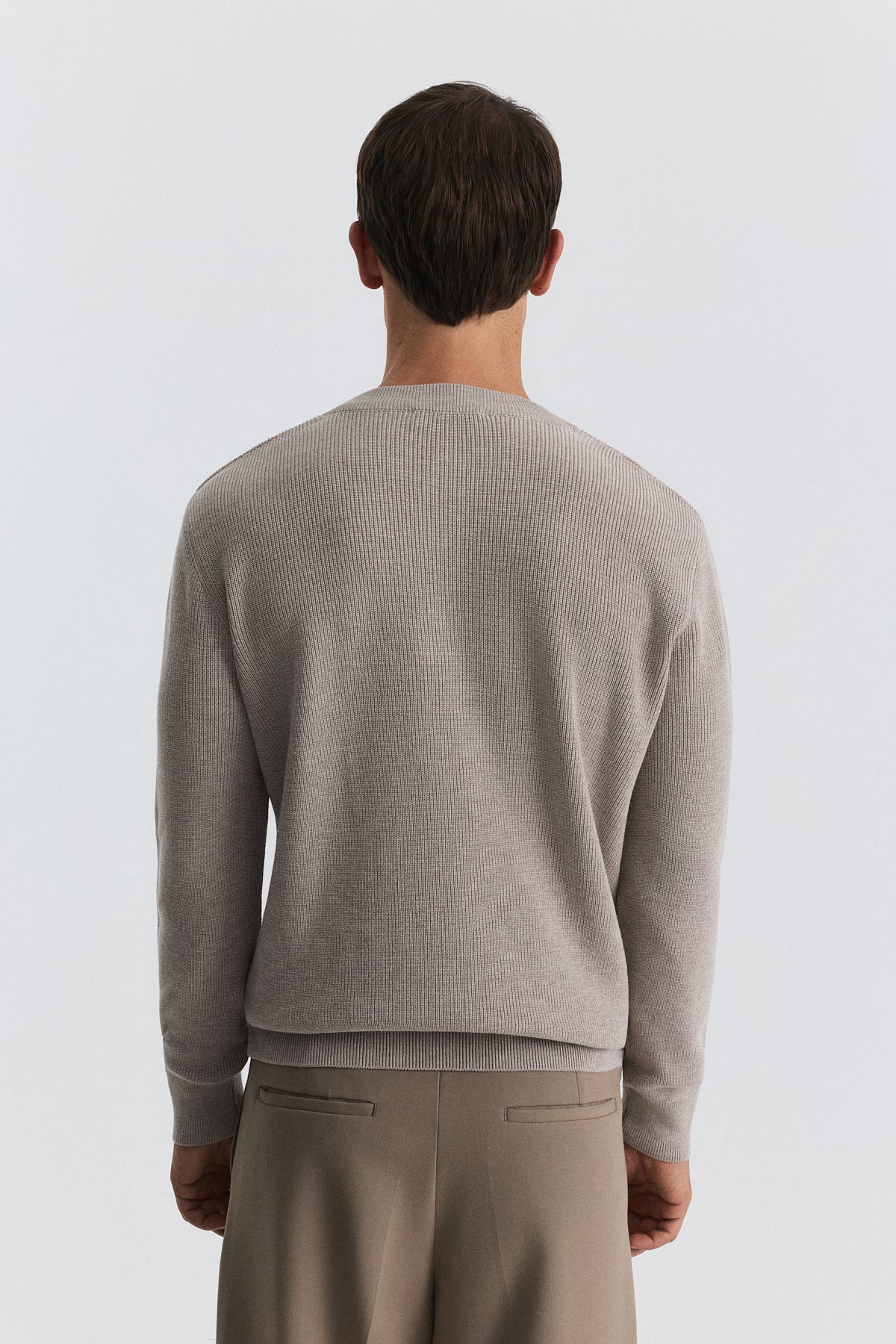 Button-Neck Textured Sweater